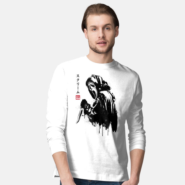 Woodsboro Killer Sumi-e-Mens-Long Sleeved-Tee-DrMonekers