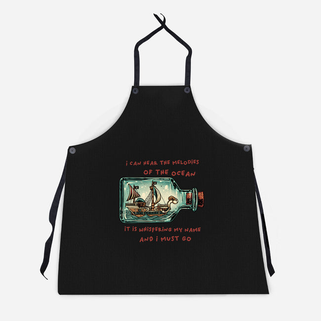 Pirate Ship In A Bottle-Unisex-Kitchen-Apron-glitchygorilla