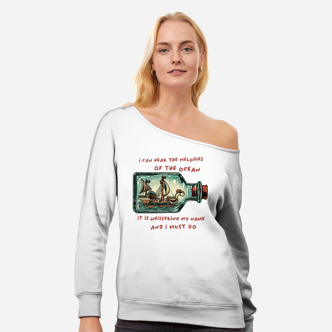 Pirate Ship In A Bottle-Womens-Off Shoulder-Sweatshirt-glitchygorilla