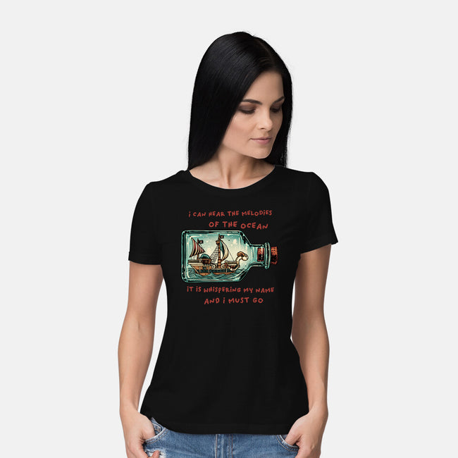 Pirate Ship In A Bottle-Womens-Basic-Tee-glitchygorilla