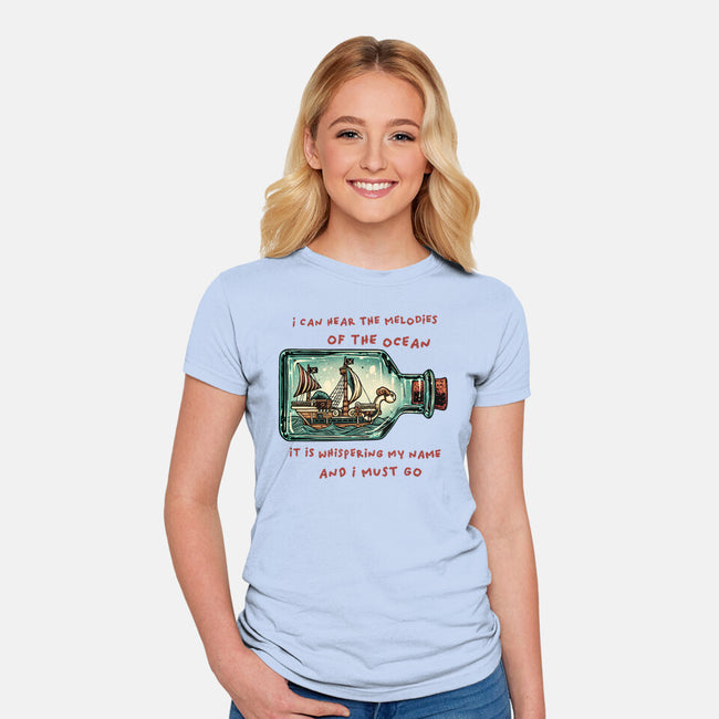 Pirate Ship In A Bottle-Womens-Fitted-Tee-glitchygorilla