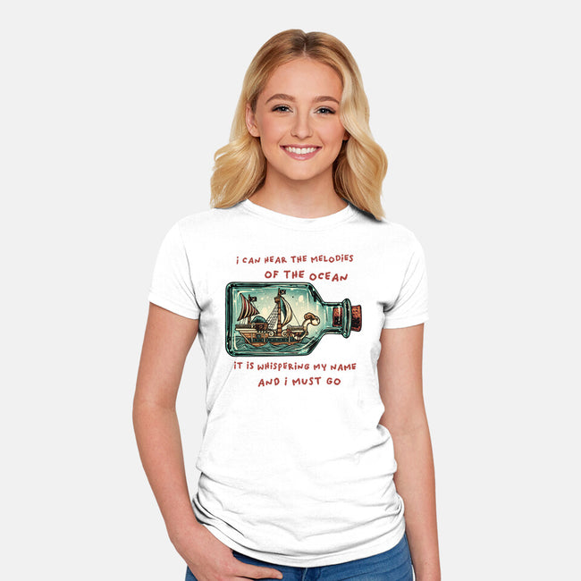 Pirate Ship In A Bottle-Womens-Fitted-Tee-glitchygorilla