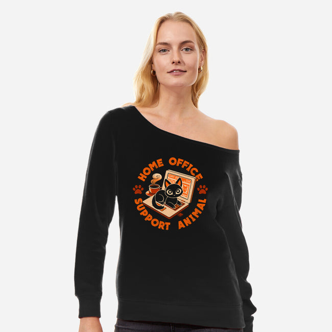 Home Office Animal Support-Womens-Off Shoulder-Sweatshirt-worlddominationforcats