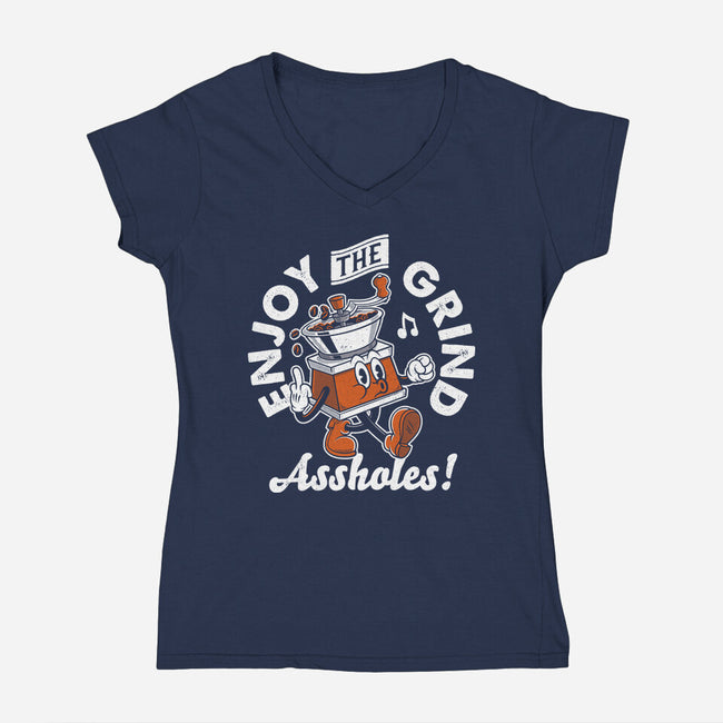 Enjoy The Grind-Womens-V-Neck-Tee-Nemons