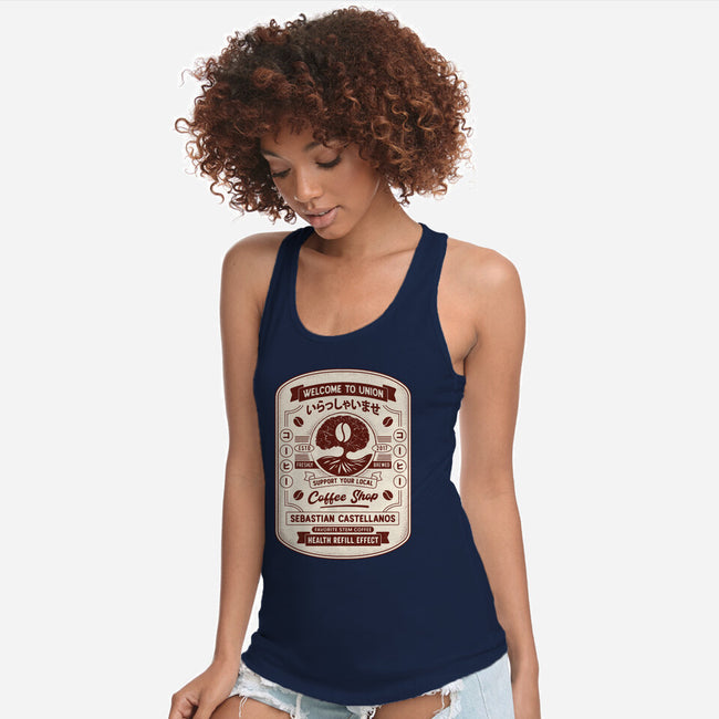 Immersive Mental World Coffee Crest-Womens-Racerback-Tank-LAGELANTEE