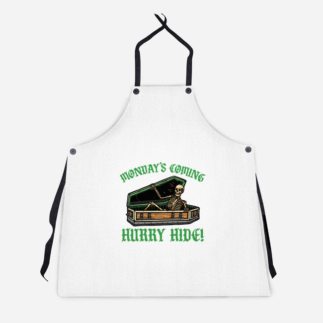 Monday’s Coming-Unisex-Kitchen-Apron-glitchygorilla