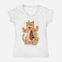 X-Ray Kaiju Meowster-Womens-V-Neck-Tee-vp021