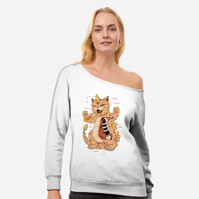 X-Ray Kaiju Meowster-Womens-Off Shoulder-Sweatshirt-vp021