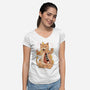 X-Ray Kaiju Meowster-Womens-V-Neck-Tee-vp021