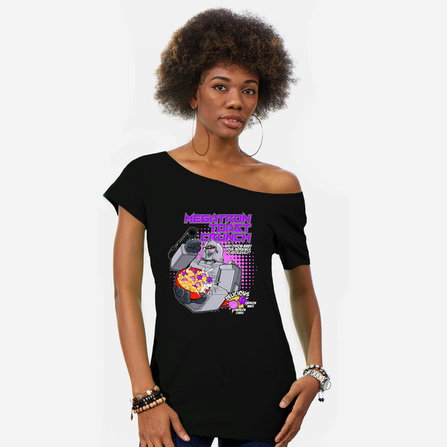 Megatron Toast Crunch-Womens-Off Shoulder-Tee-Ozzy Fernandez