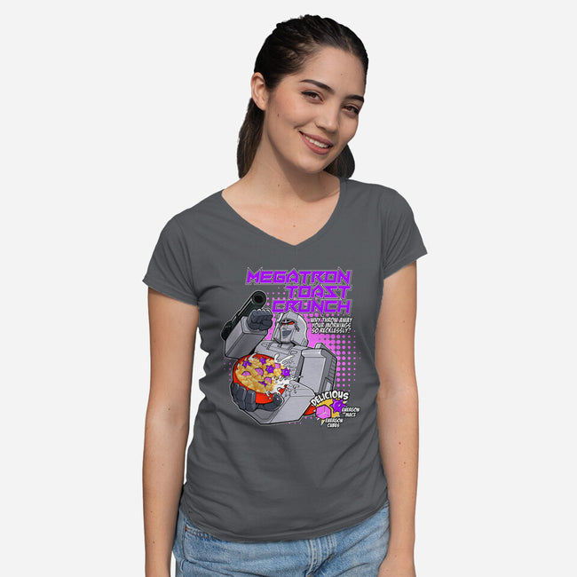 Megatron Toast Crunch-Womens-V-Neck-Tee-Ozzy Fernandez