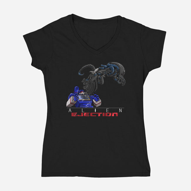 Alien Ejection-Womens-V-Neck-Tee-Ozzy Fernandez