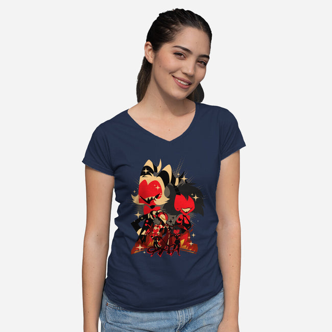 The Hellova Employees-Womens-V-Neck-Tee-hypertwenty