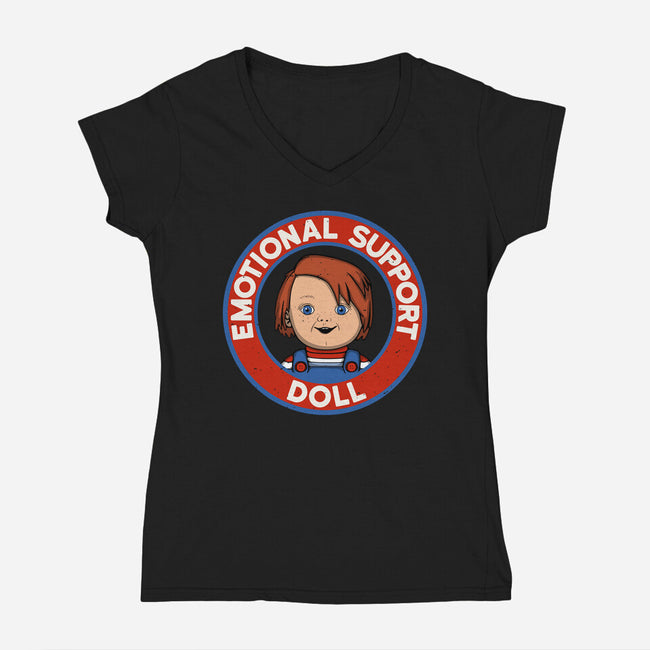 Emotional Support Doll-Womens-V-Neck-Tee-Melonseta