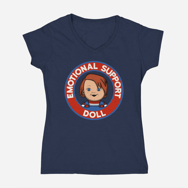 Emotional Support Doll-Womens-V-Neck-Tee-Melonseta