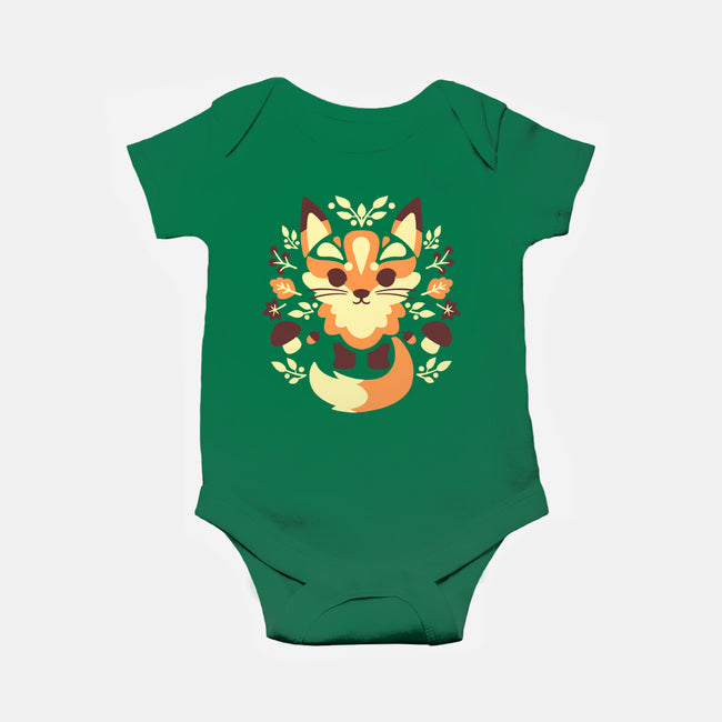 Autumn Fox Symmetry-Baby-Basic-Onesie-NemiMakeit