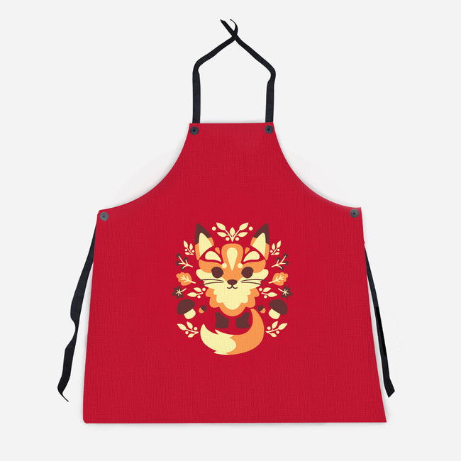 Autumn Fox Symmetry-Unisex-Kitchen-Apron-NemiMakeit