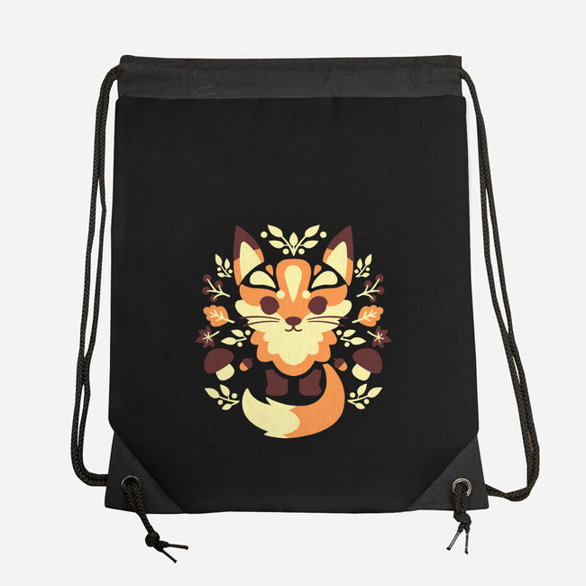 Autumn Fox Symmetry-None-Drawstring-Bag-NemiMakeit