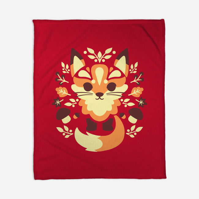 Autumn Fox Symmetry-None-Fleece-Blanket-NemiMakeit