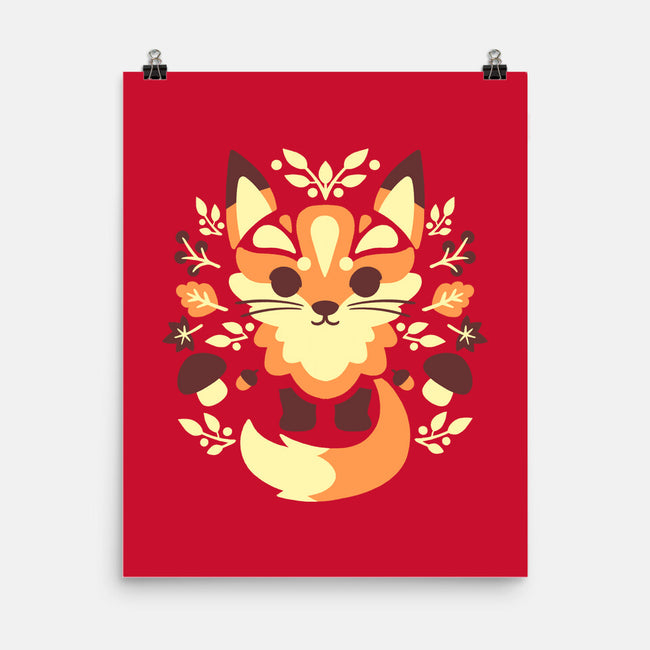 Autumn Fox Symmetry-None-Matte-Poster-NemiMakeit