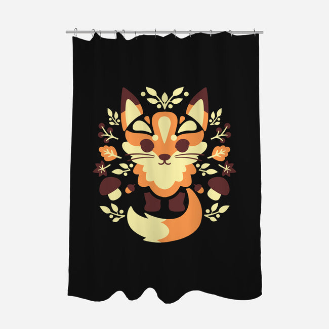 Autumn Fox Symmetry-None-Polyester-Shower Curtain-NemiMakeit