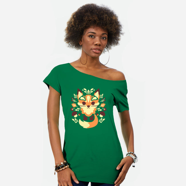 Autumn Fox Symmetry-Womens-Off Shoulder-Tee-NemiMakeit