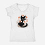 Japanese Style Cat-Womens-V-Neck-Tee-worlddominationforcats