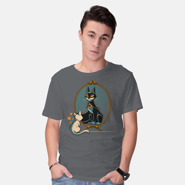 Black Cat Black Bat-Mens-Basic-Tee-worlddominationforcats