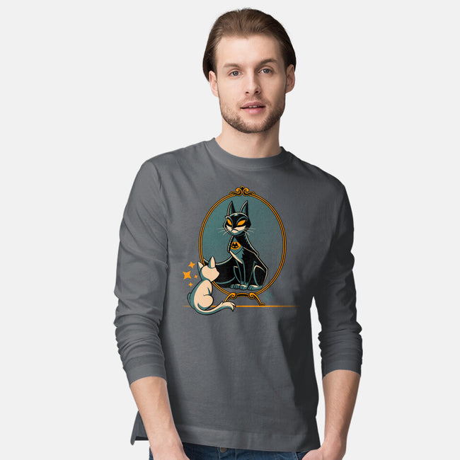 Black Cat Black Bat-Mens-Long Sleeved-Tee-worlddominationforcats