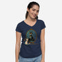 Black Cat Black Bat-Womens-V-Neck-Tee-worlddominationforcats