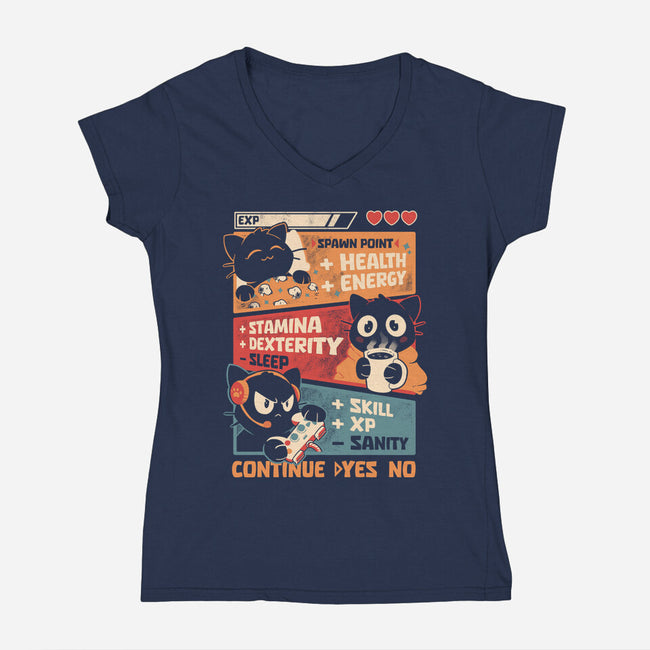 Insert Coin Daily Routine-Womens-V-Neck-Tee-Heyra Vieira