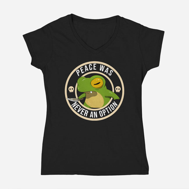 Never An Option Frog-Womens-V-Neck-Tee-MaxoArt