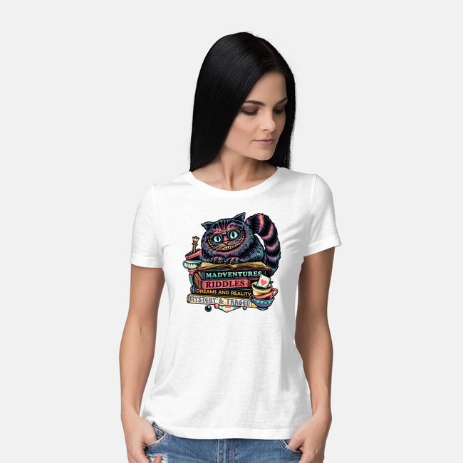 Bookish Cat-Womens-Basic-Tee-glitchygorilla