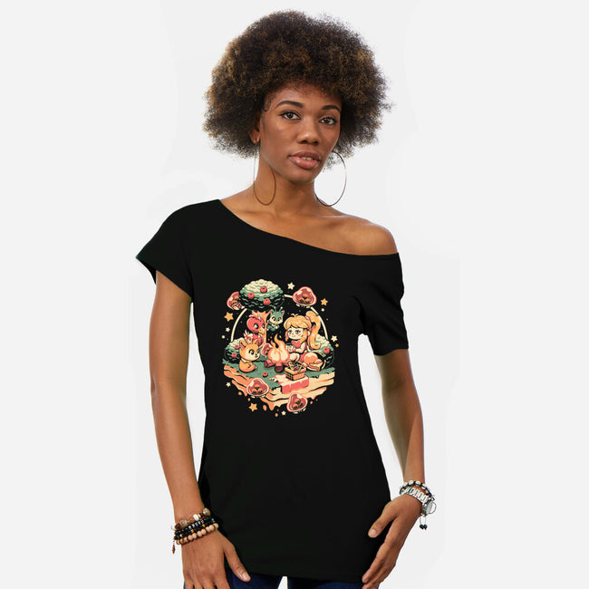 Hunter Camp-Womens-Off Shoulder-Tee-eduely