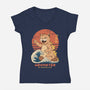 Kaiju Meowster-Womens-V-Neck-Tee-vp021