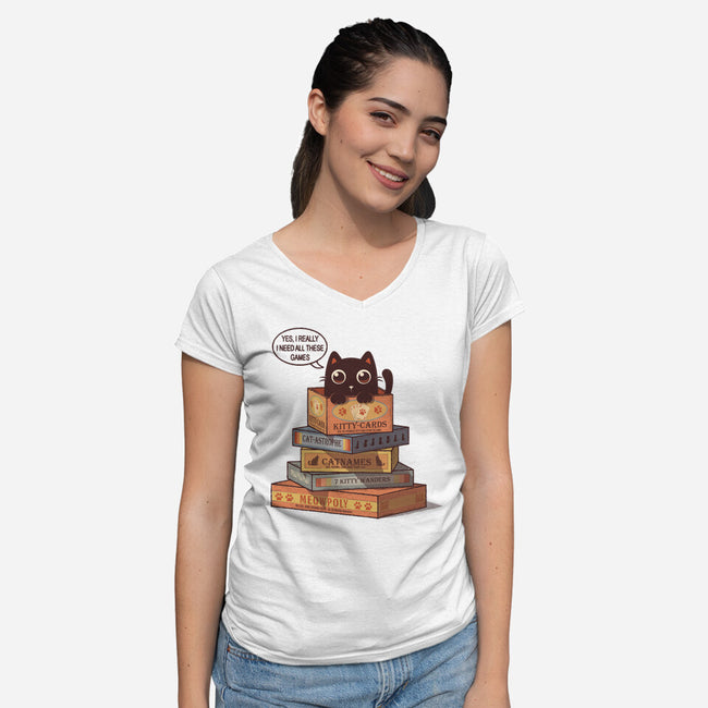 Kitty Games-Womens-V-Neck-Tee-erion_designs