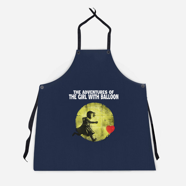 The Adventures Of Girl With Balloon-Unisex-Kitchen-Apron-zascanauta