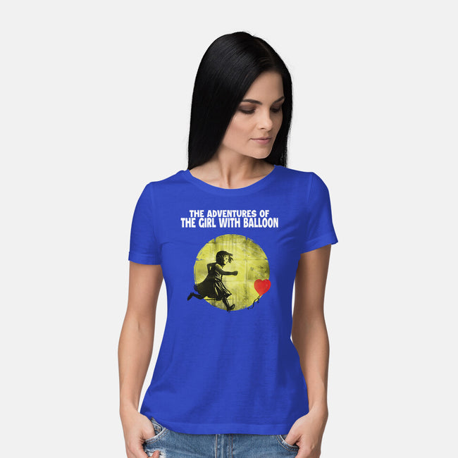 The Adventures Of Girl With Balloon-Womens-Basic-Tee-zascanauta