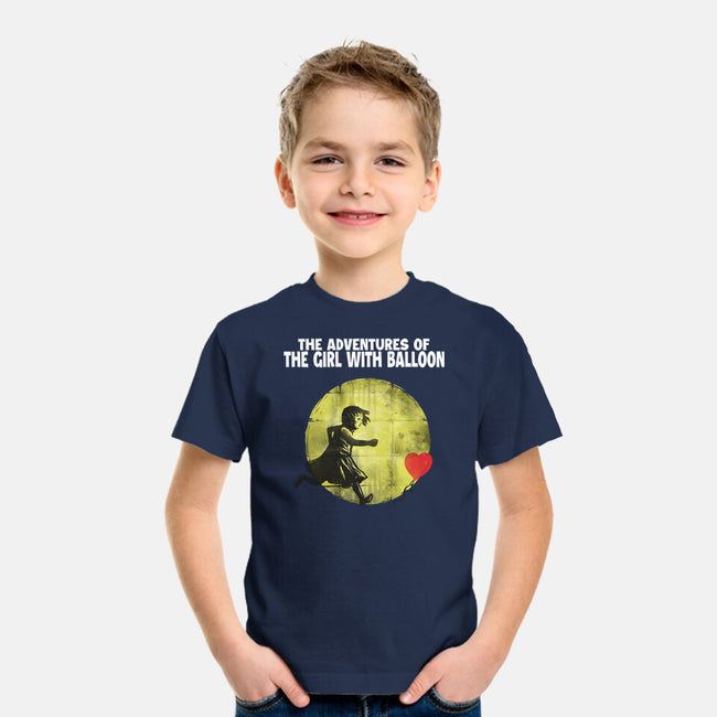 The Adventures Of Girl With Balloon-Youth-Basic-Tee-zascanauta