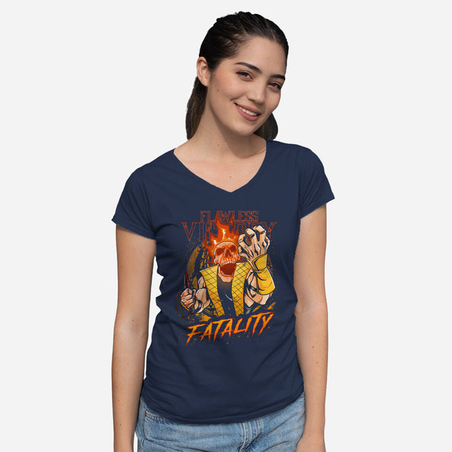 Fatality From Hell-Womens-V-Neck-Tee-Diego Oliver