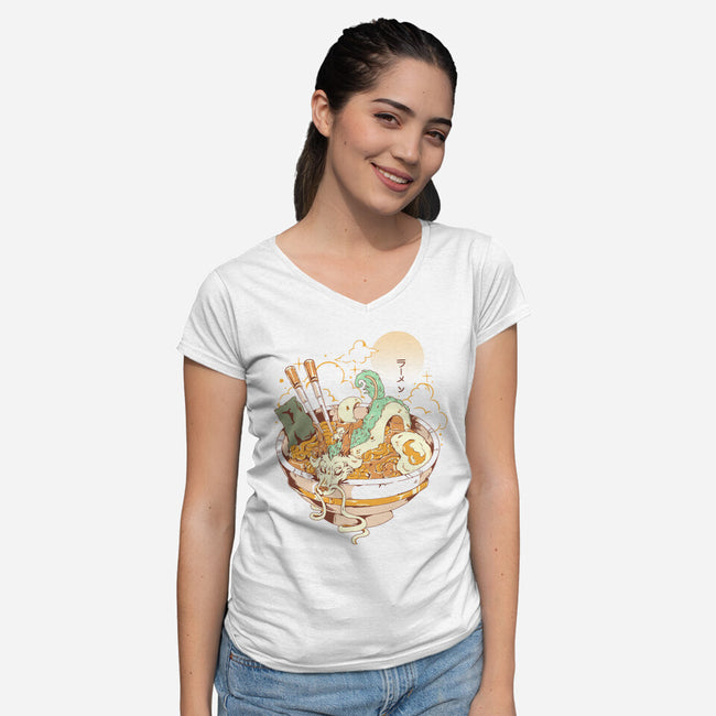 Dragon Noodles-Womens-V-Neck-Tee-yumie