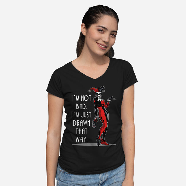 I'm Not Bad-Womens-V-Neck-Tee-zascanauta