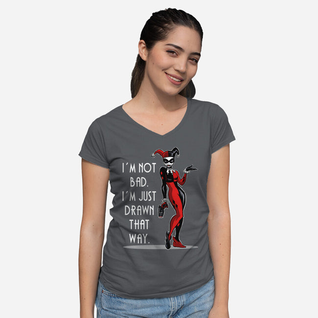 I'm Not Bad-Womens-V-Neck-Tee-zascanauta