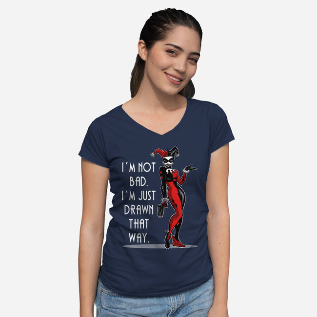 I'm Not Bad-Womens-V-Neck-Tee-zascanauta