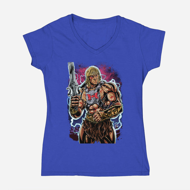 Hero Of The Greyskull-Womens-V-Neck-Tee-Nihon Bunka