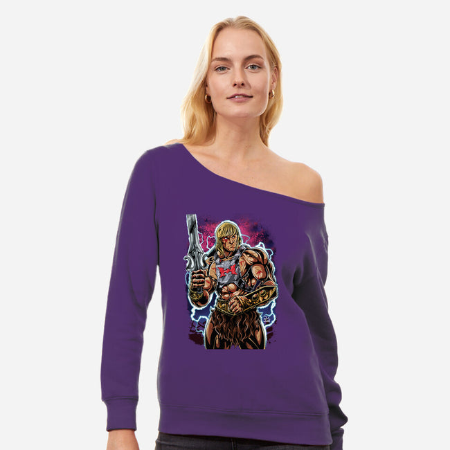 Hero Of The Greyskull-Womens-Off Shoulder-Sweatshirt-Nihon Bunka