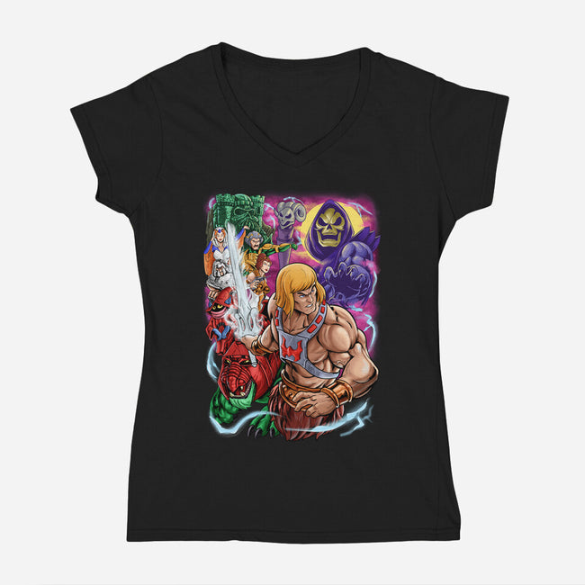 Power Of Greyskull-Womens-V-Neck-Tee-Nihon Bunka