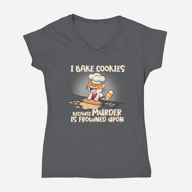 I Bake Cookies-Womens-V-Neck-Tee-Freecheese