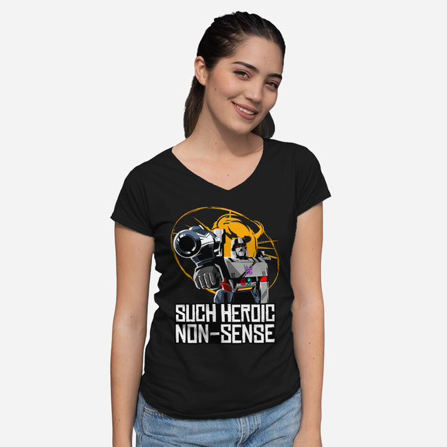 Such Heroic Non-Sense-Womens-V-Neck-Tee-manoystee