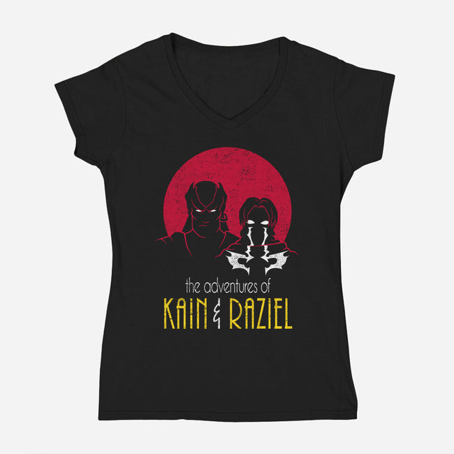 Adventures Of Kain And Raziel-Womens-V-Neck-Tee-Cattoc_C